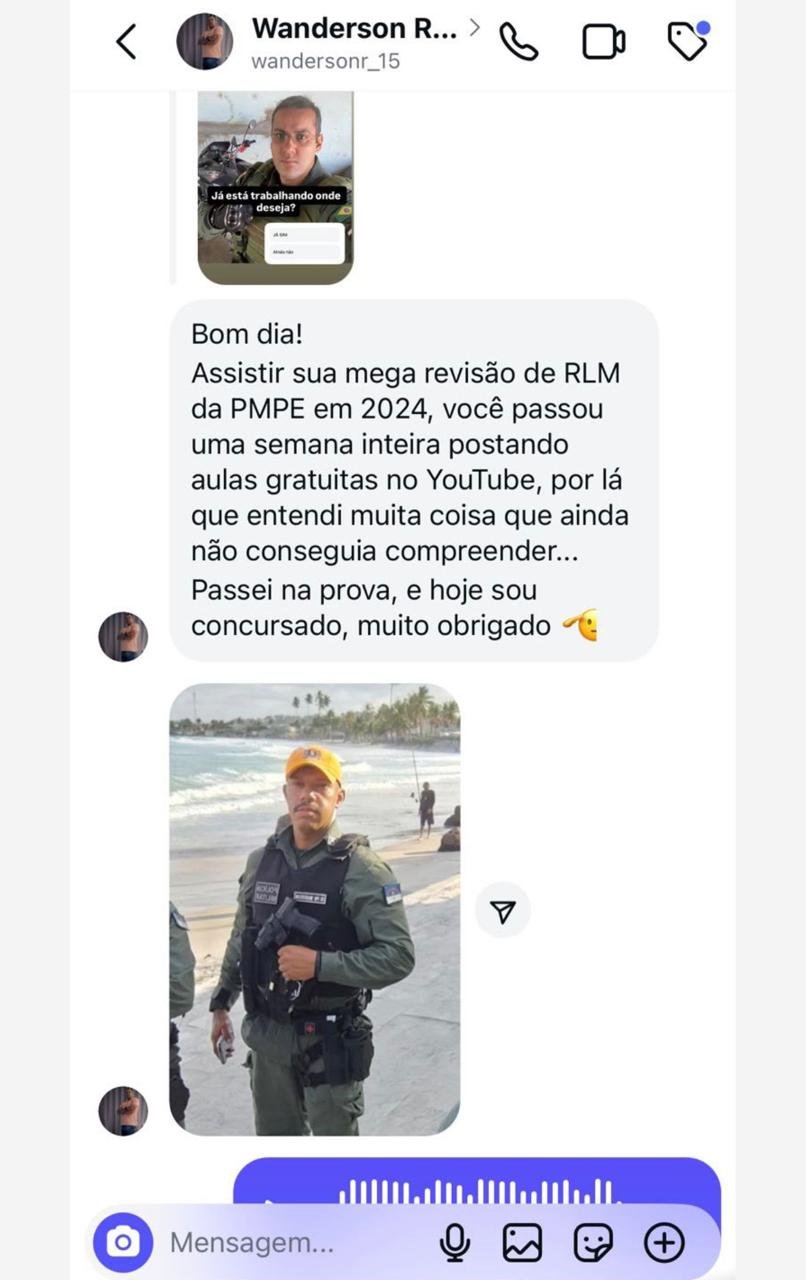 Depoimento de aluno aprovado, hoje concursado, que estudou pelas aulas gratuitas de RLM