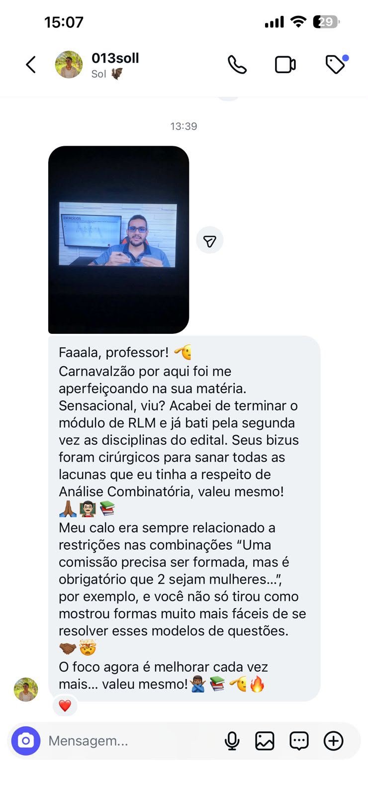 Depoimento de aluno sobre os bizus de Análise Combinatória