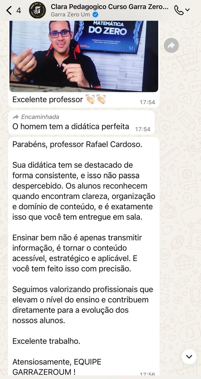 Reconhecimento da equipe de um curso preparatório sobre a didática do professor